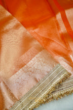 Burnt Orange Maharani Tissue Silk Saree