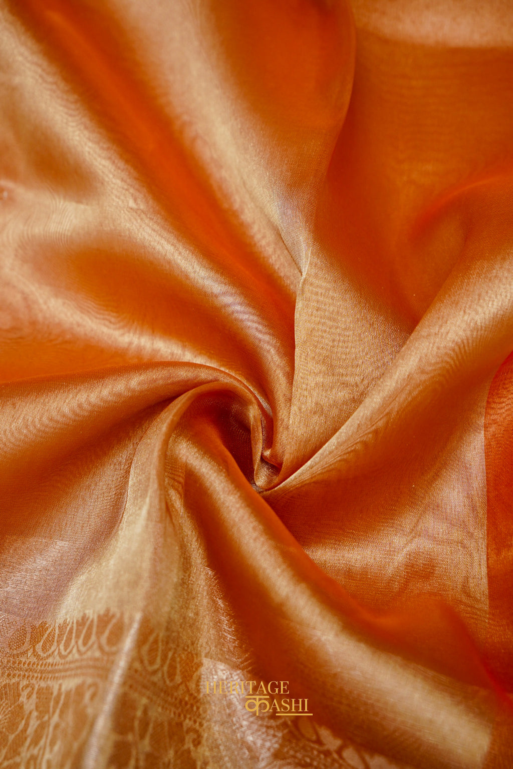 Burnt Orange Maharani Tissue Silk Saree