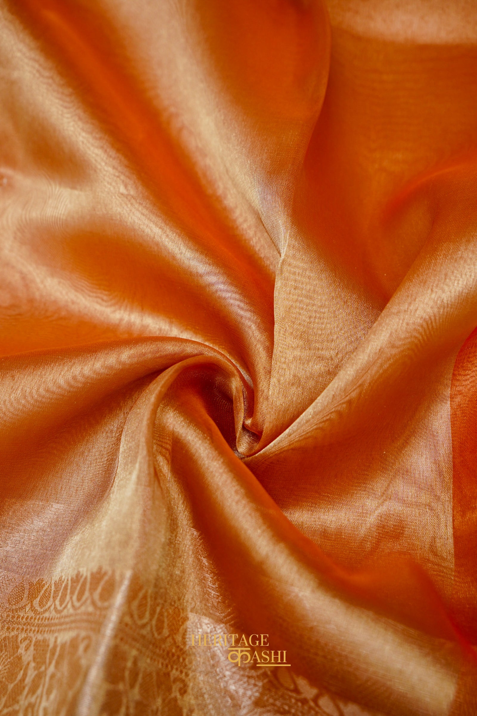 Burnt Orange Maharani Tissue Silk Saree