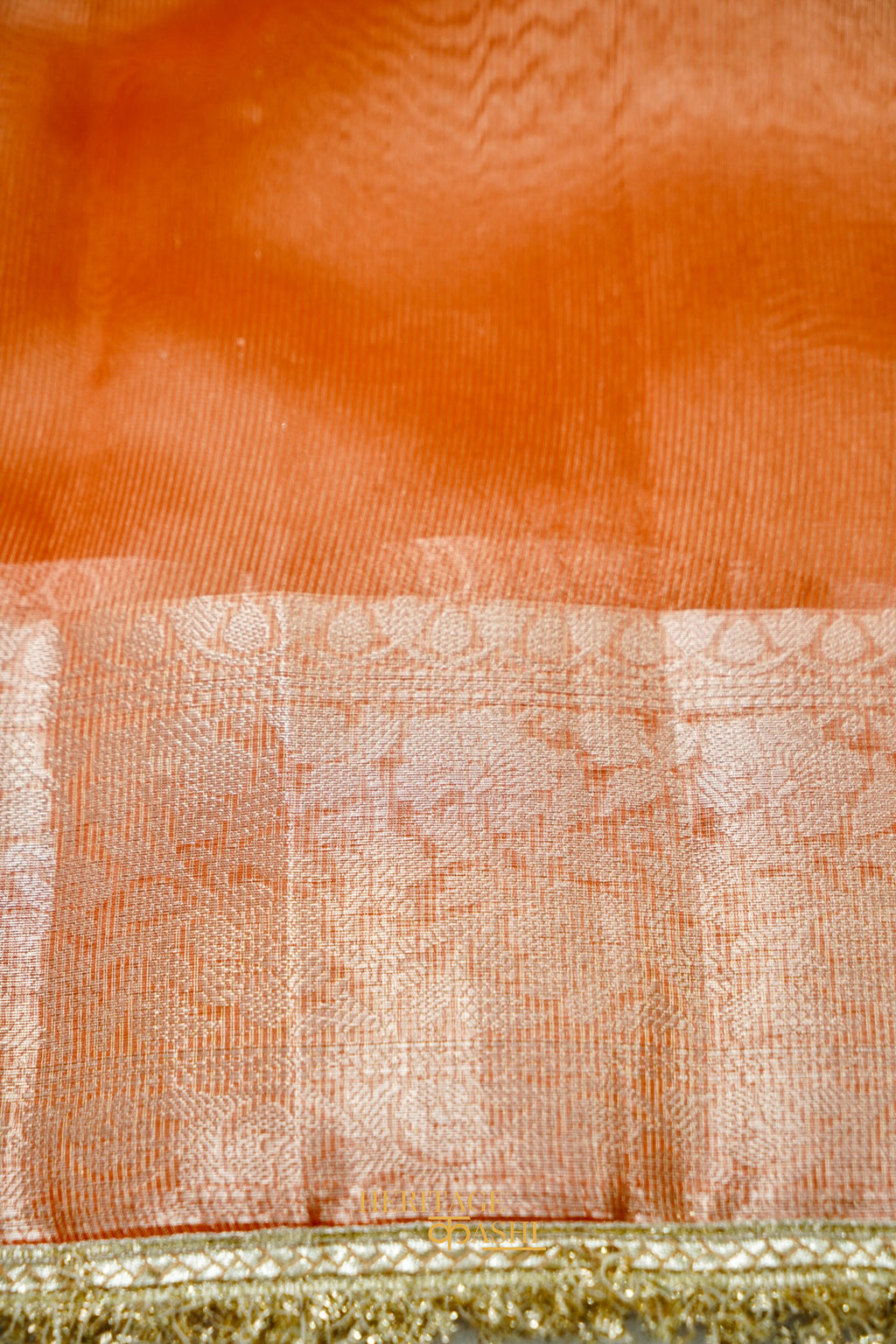 Burnt Orange Maharani Tissue Silk Saree