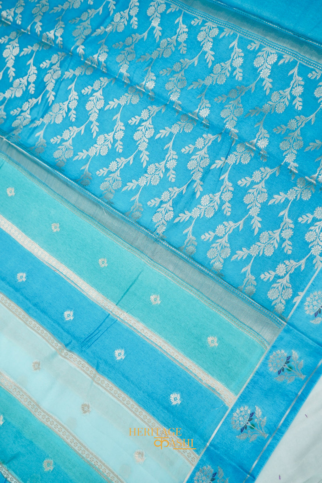 Sky Blue Viscose Rangkat Silk Saree