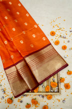 Festive Orange Soft Banarasi Zari Buti Silk Saree