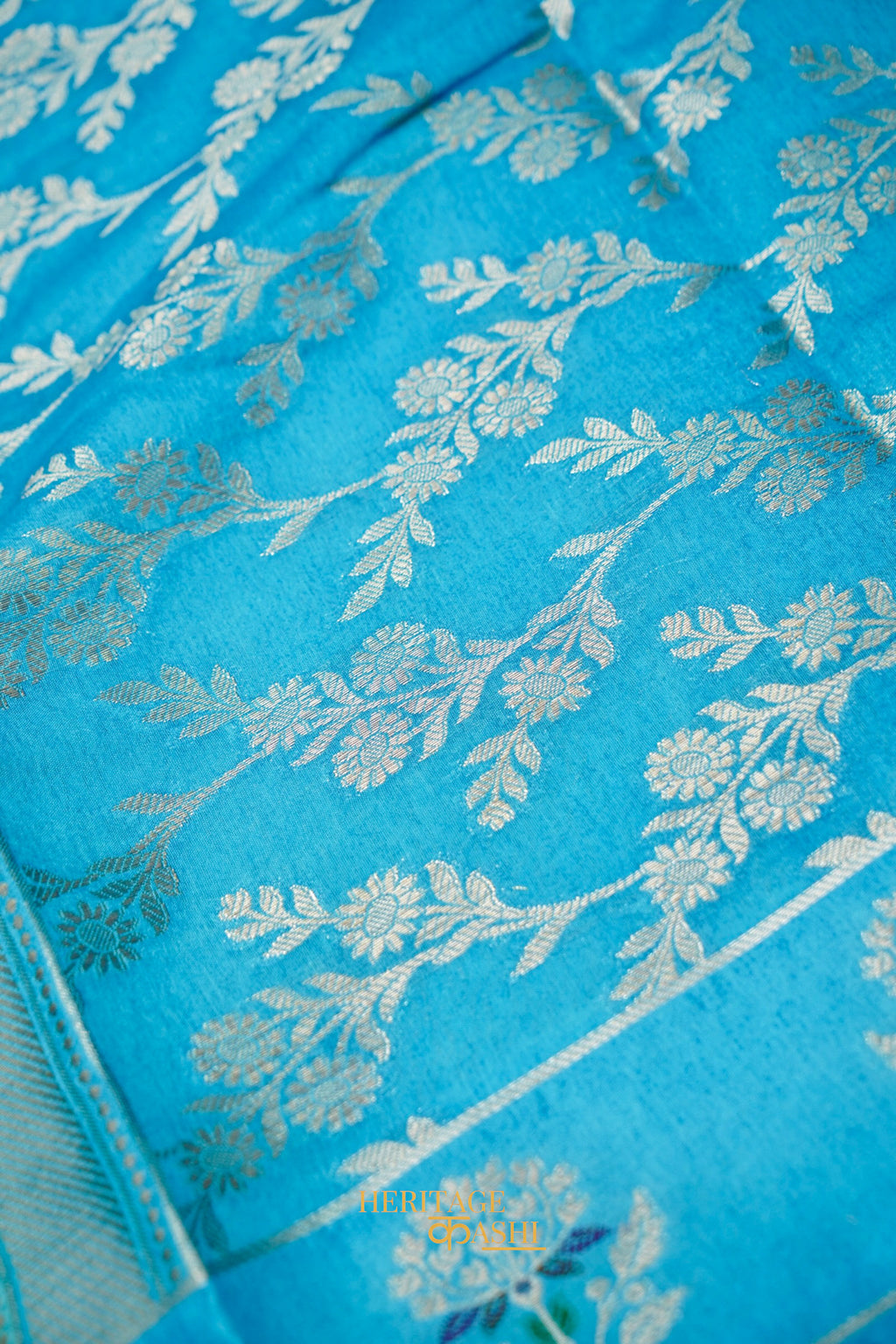 Sky Blue Viscose Rangkat Silk Saree