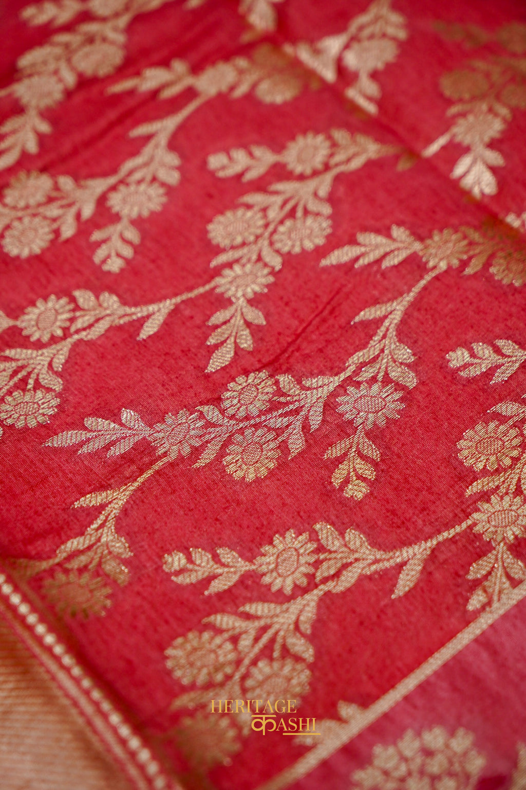 Peach-Orange Viscose Rangkat Silk Saree