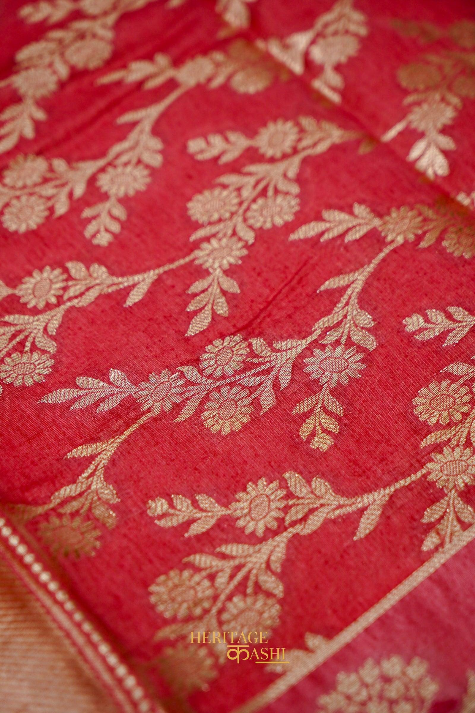 Peach-Orange Viscose Rangkat Silk Saree