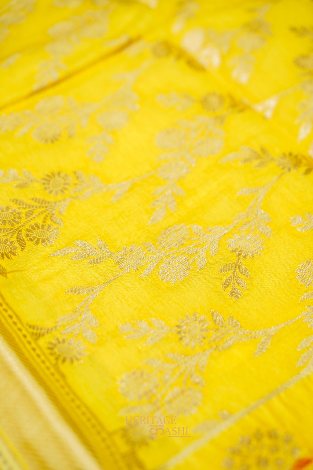 Sunshine Yellow Viscose Rangkat Silk Saree