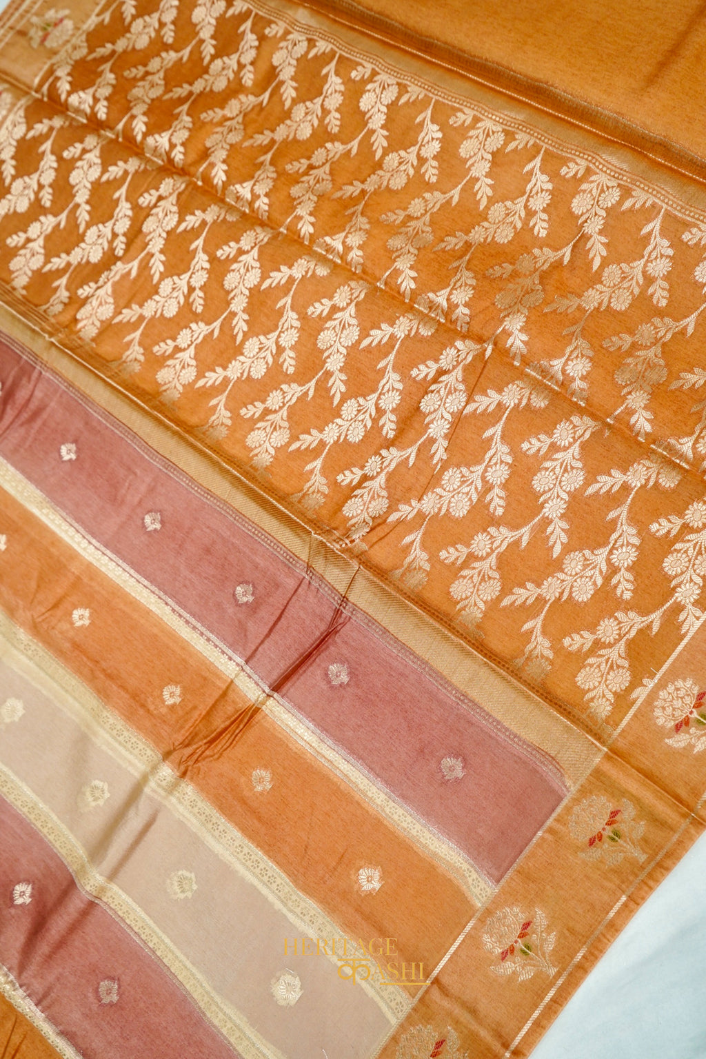 Golden Beige Viscose Rangkat Silk Saree