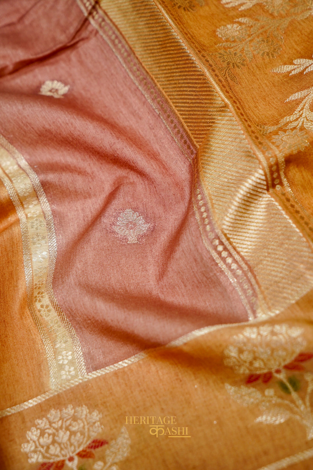 Golden Beige Viscose Rangkat Silk Saree