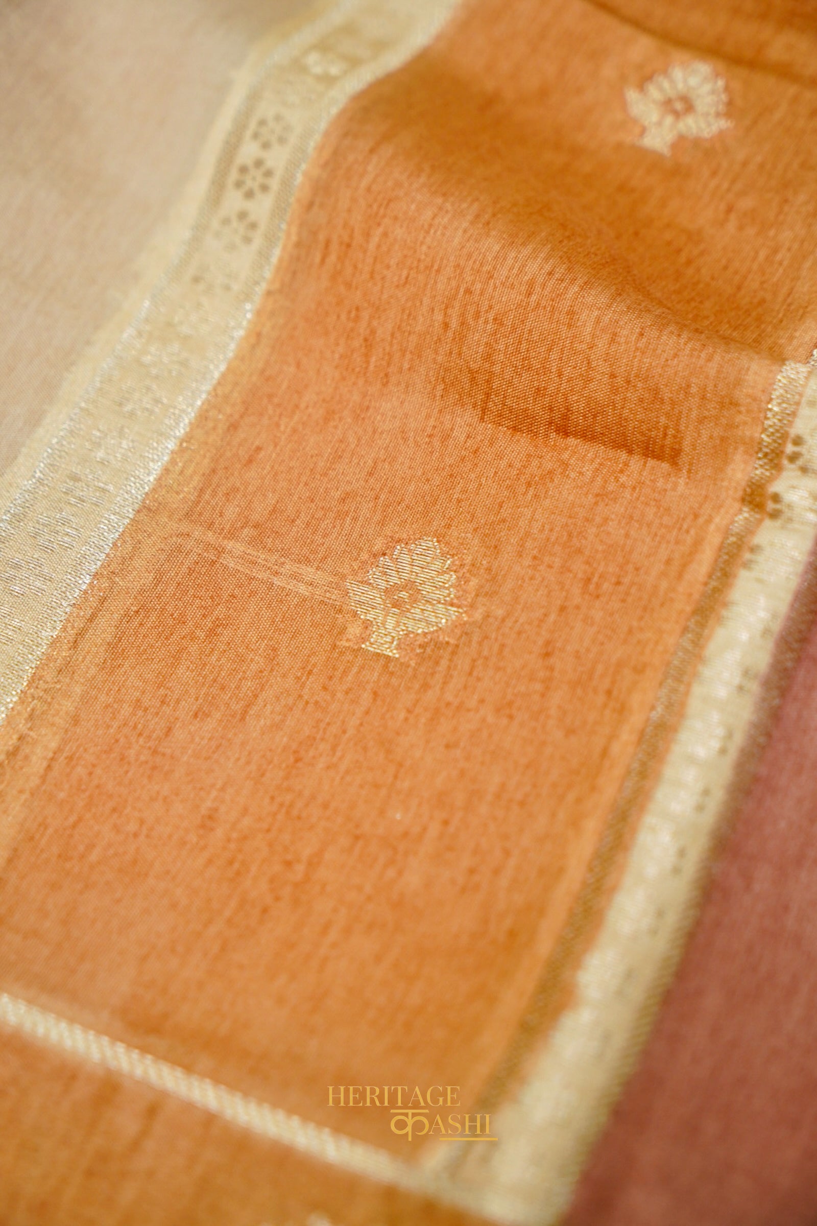 Golden Beige Viscose Rangkat Silk Saree