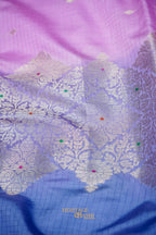 Lavender & Royal Blue Katan Silk Banarasi Saree with Floral Zari Divider