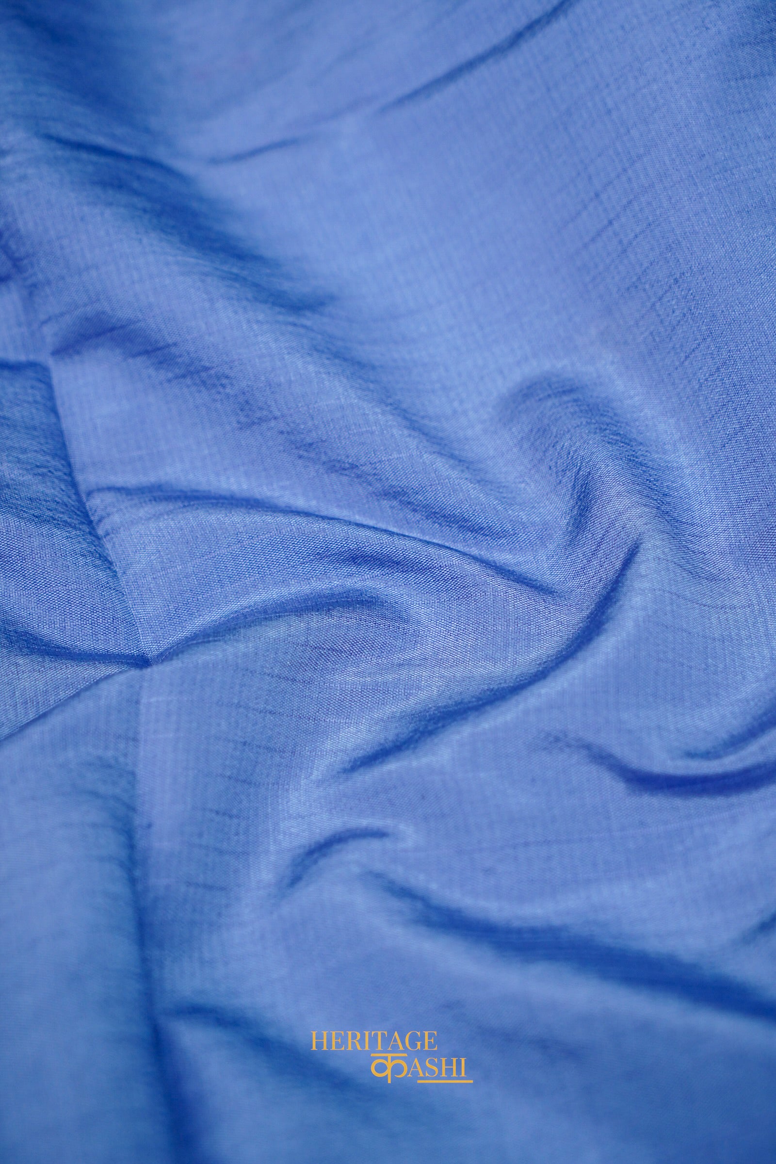 Lavender & Royal Blue Katan Silk Banarasi Saree with Floral Zari Divider