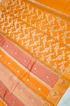 Peach Orange Viscose Rangkat Silk Saree