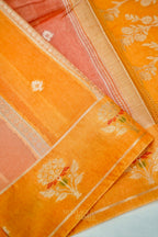 Peach Orange Viscose Rangkat Silk Saree