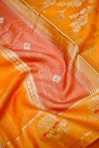 Peach Orange Viscose Rangkat Silk Saree