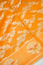 Peach Orange Viscose Rangkat Silk Saree