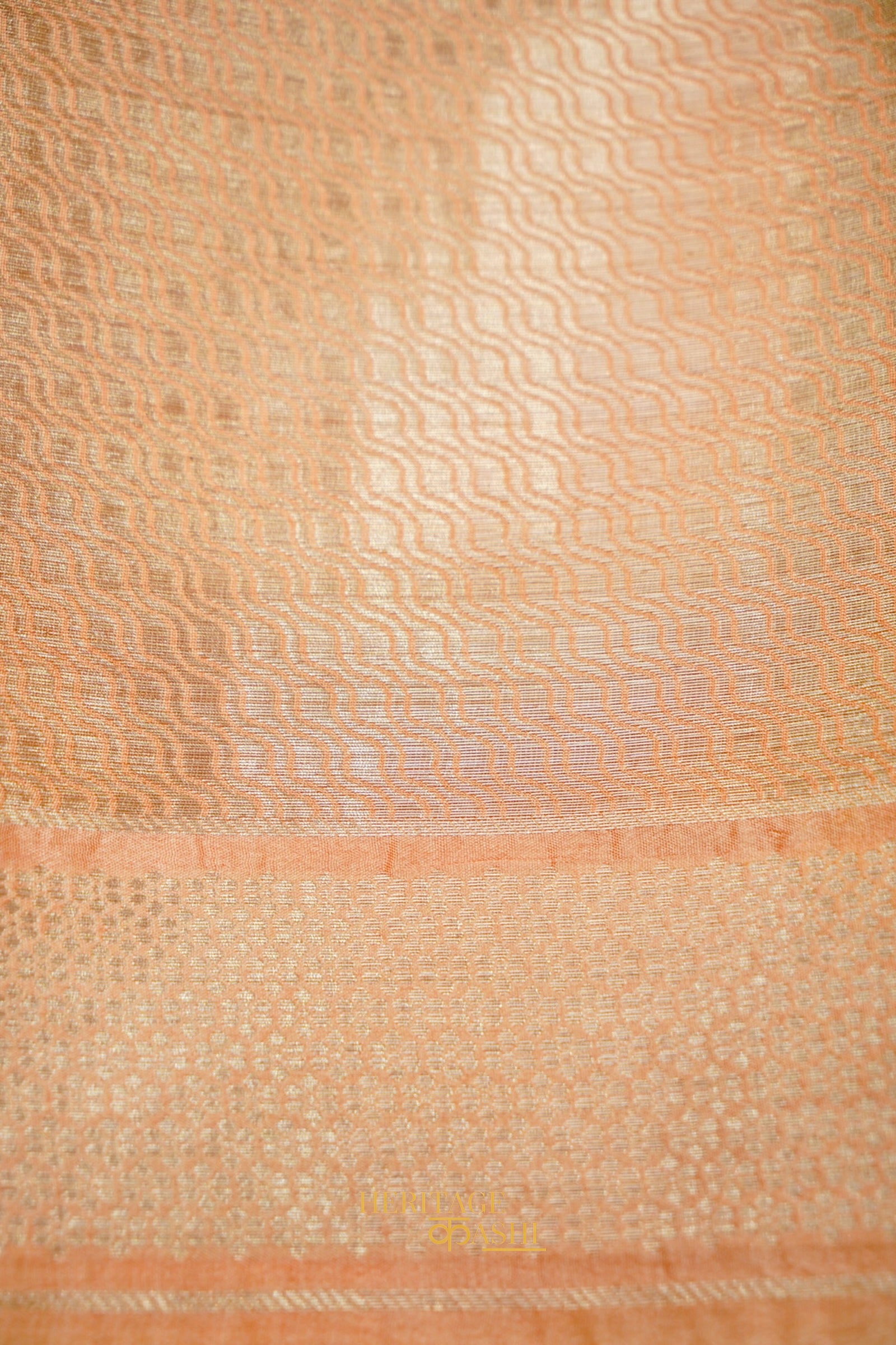 Peach Orange Viscose Rangkat Silk Saree