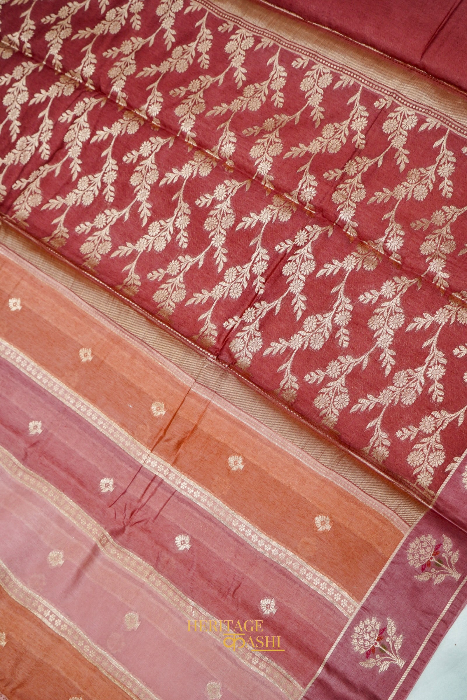 Dusty Rose Viscose Rangkat Silk Saree