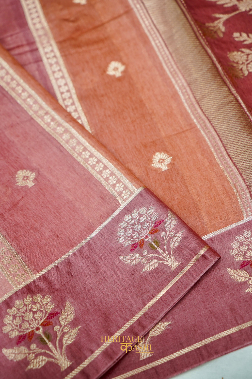 Dusty Rose Viscose Rangkat Silk Saree