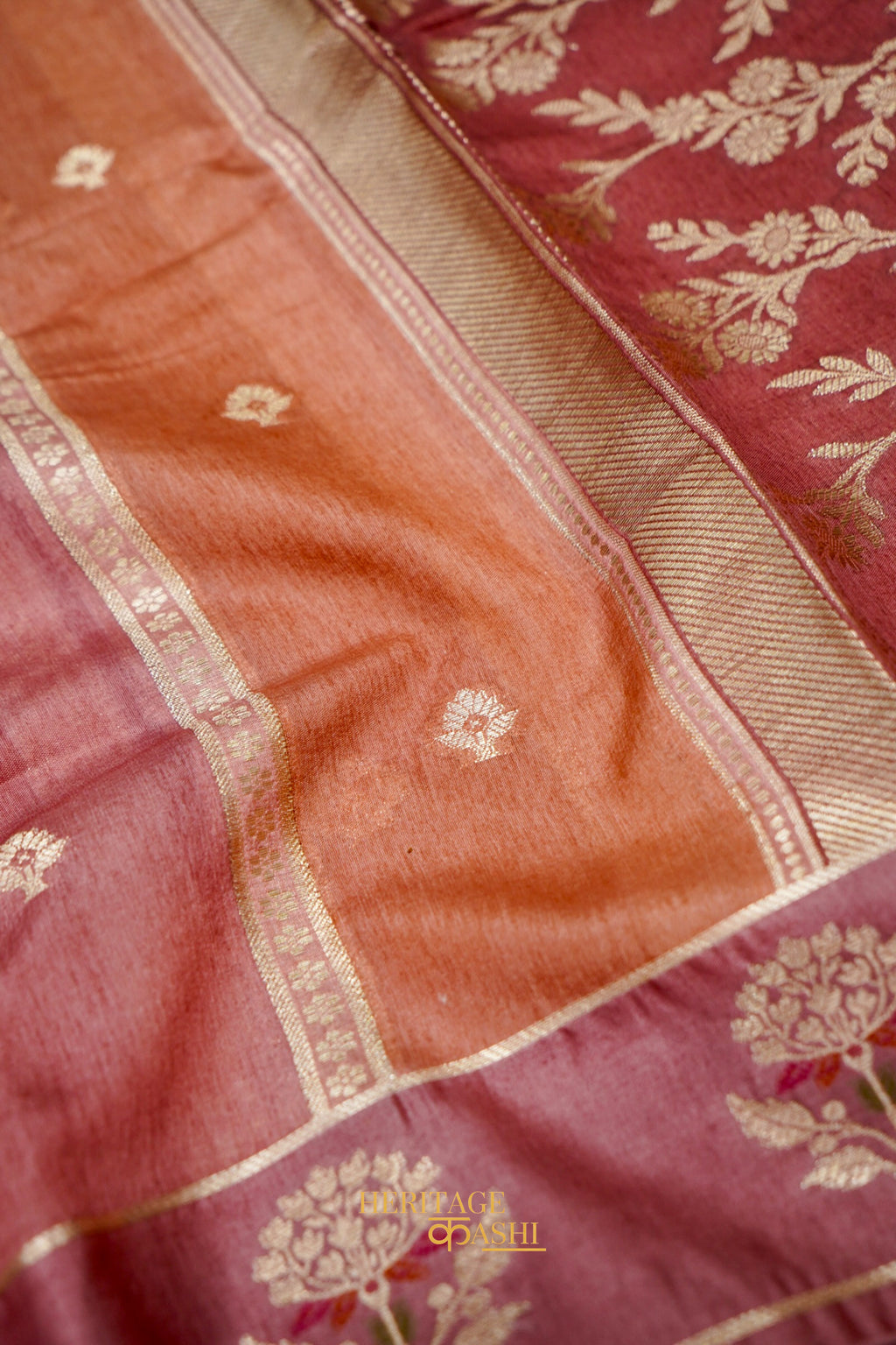 Dusty Rose Viscose Rangkat Silk Saree