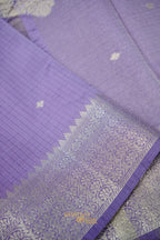 Aqua Blue & Lavender Katan Silk Banarasi Saree with Floral Zari Divider