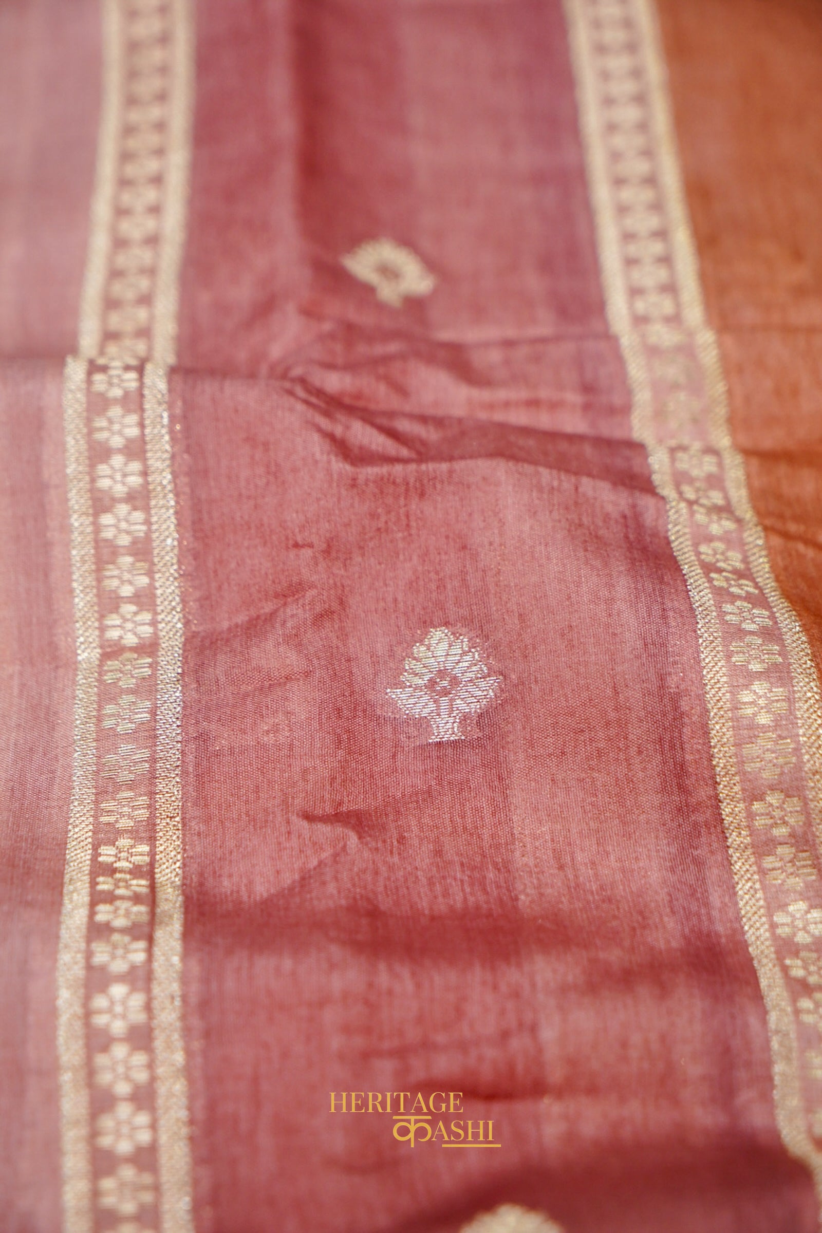Dusty Rose Viscose Rangkat Silk Saree