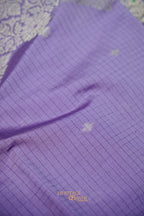 Aqua Blue & Lavender Katan Silk Banarasi Saree with Floral Zari Divider