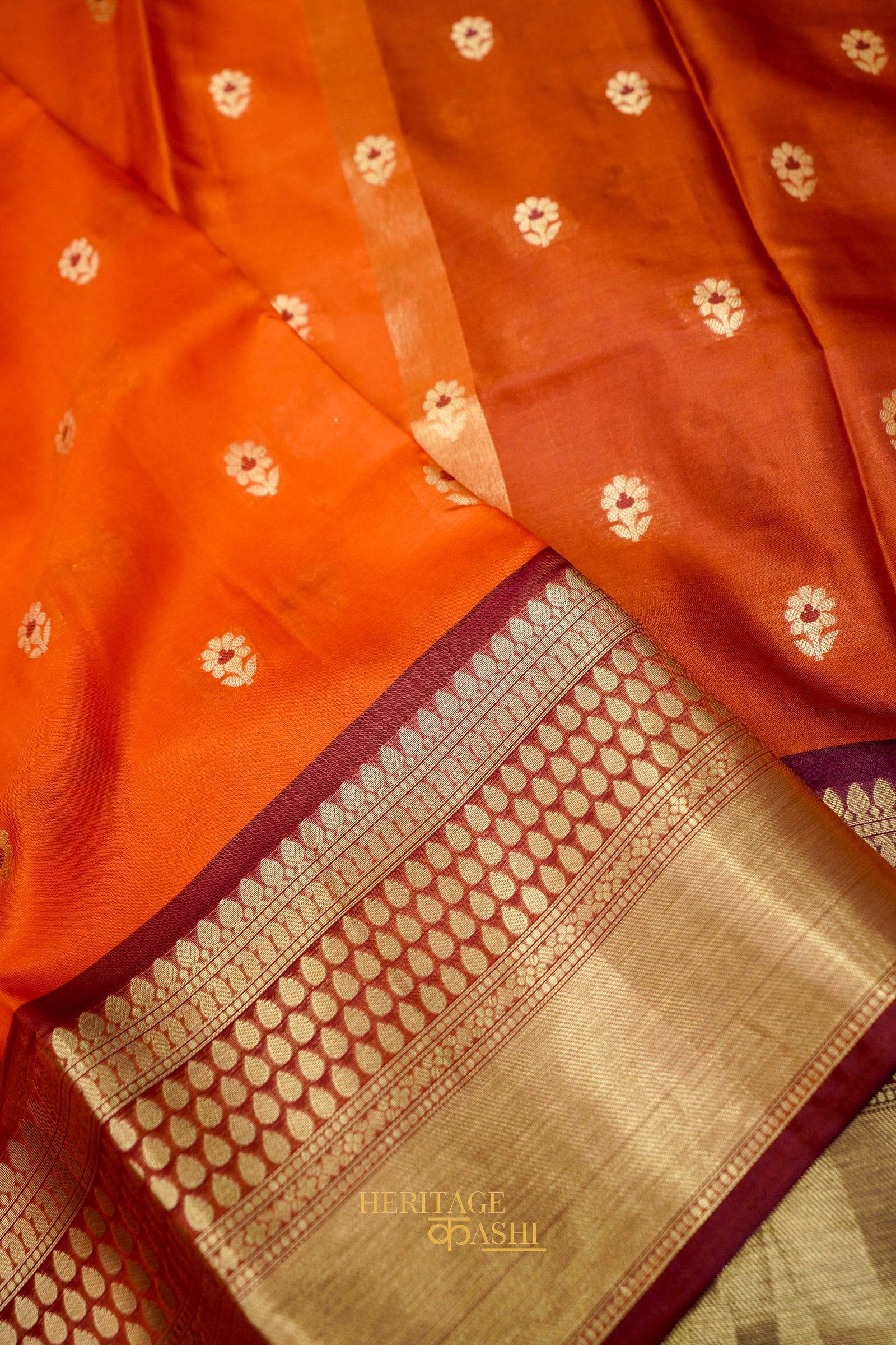 Festive Orange Soft Banarasi Zari Buti Silk Saree