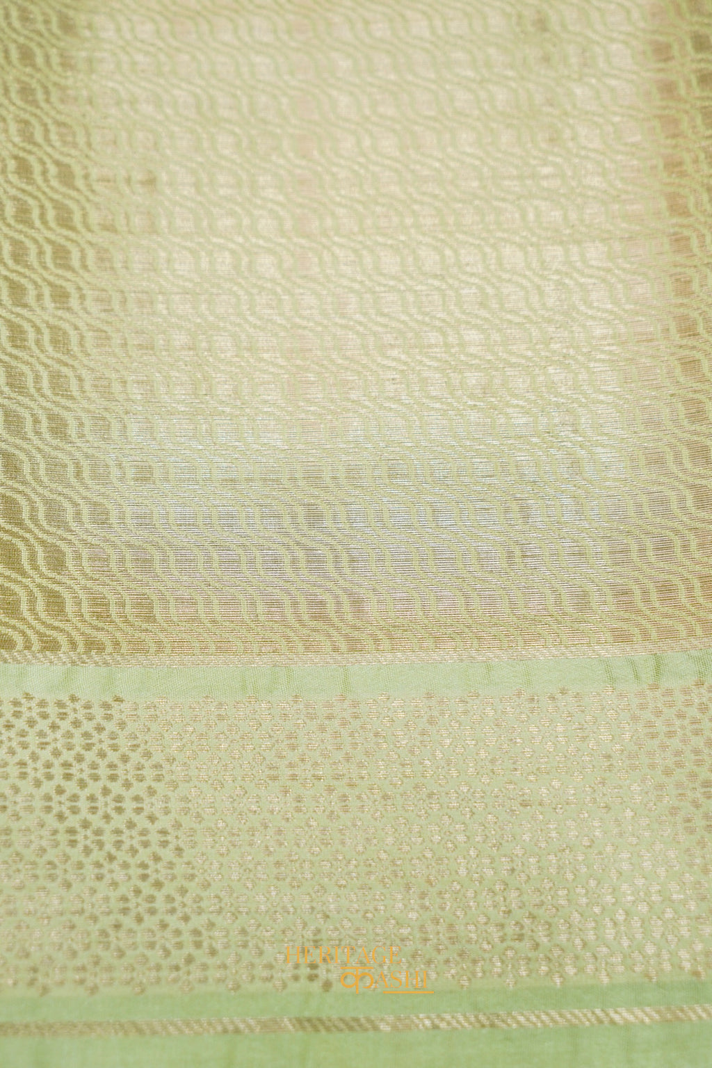 Aqua Mint & Lime Green Viscose Rangkat Silk Saree