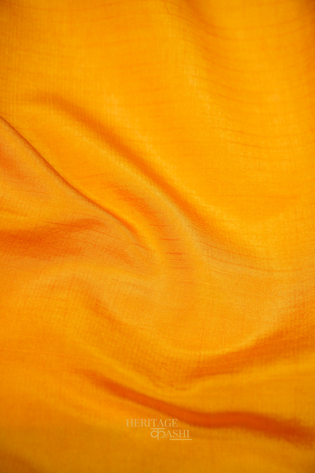 Sunshine Yellow & Peach Katan Silk Banarasi Saree with Floral Zari Divider