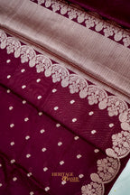Rich Wine Soft Silk Zari Buti Banarasi Saree