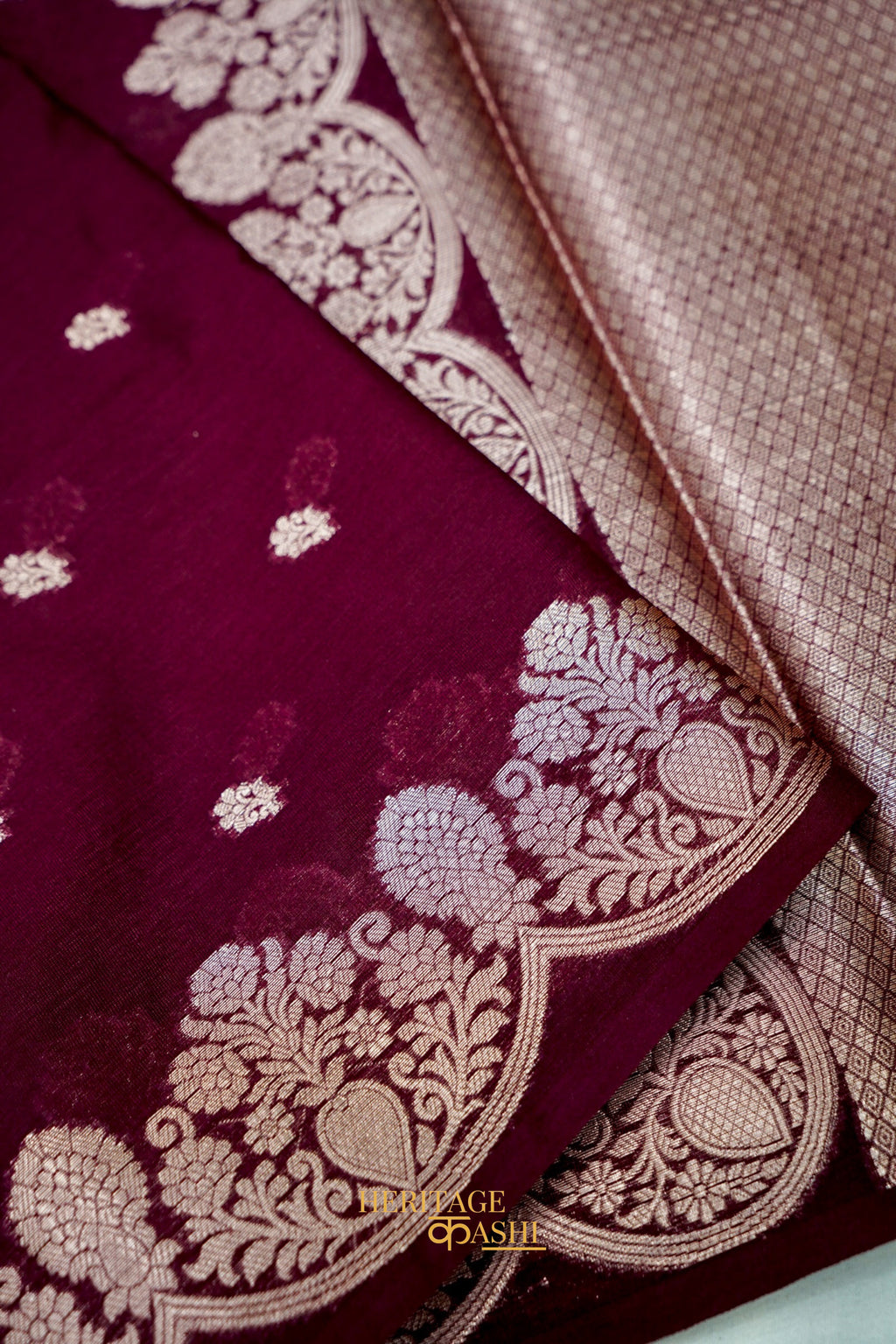 Rich Wine Soft Silk Zari Buti Banarasi Saree