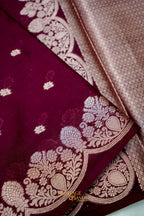 Rich Wine Soft Silk Zari Buti Banarasi Saree