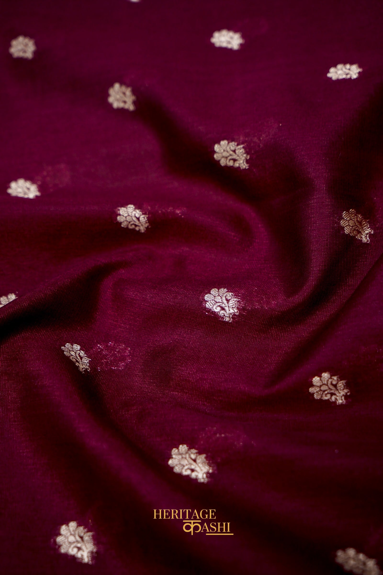Rich Wine Soft Silk Zari Buti Banarasi Saree