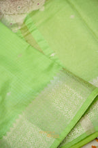 Rani Pink & Pista Green Katan Silk Banarasi Saree with Floral Zari Divider