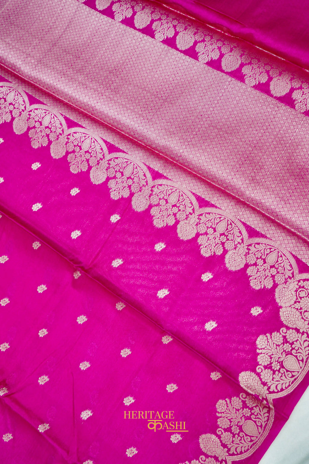 Rani Pink Soft Silk Zari Buti Banarasi Saree