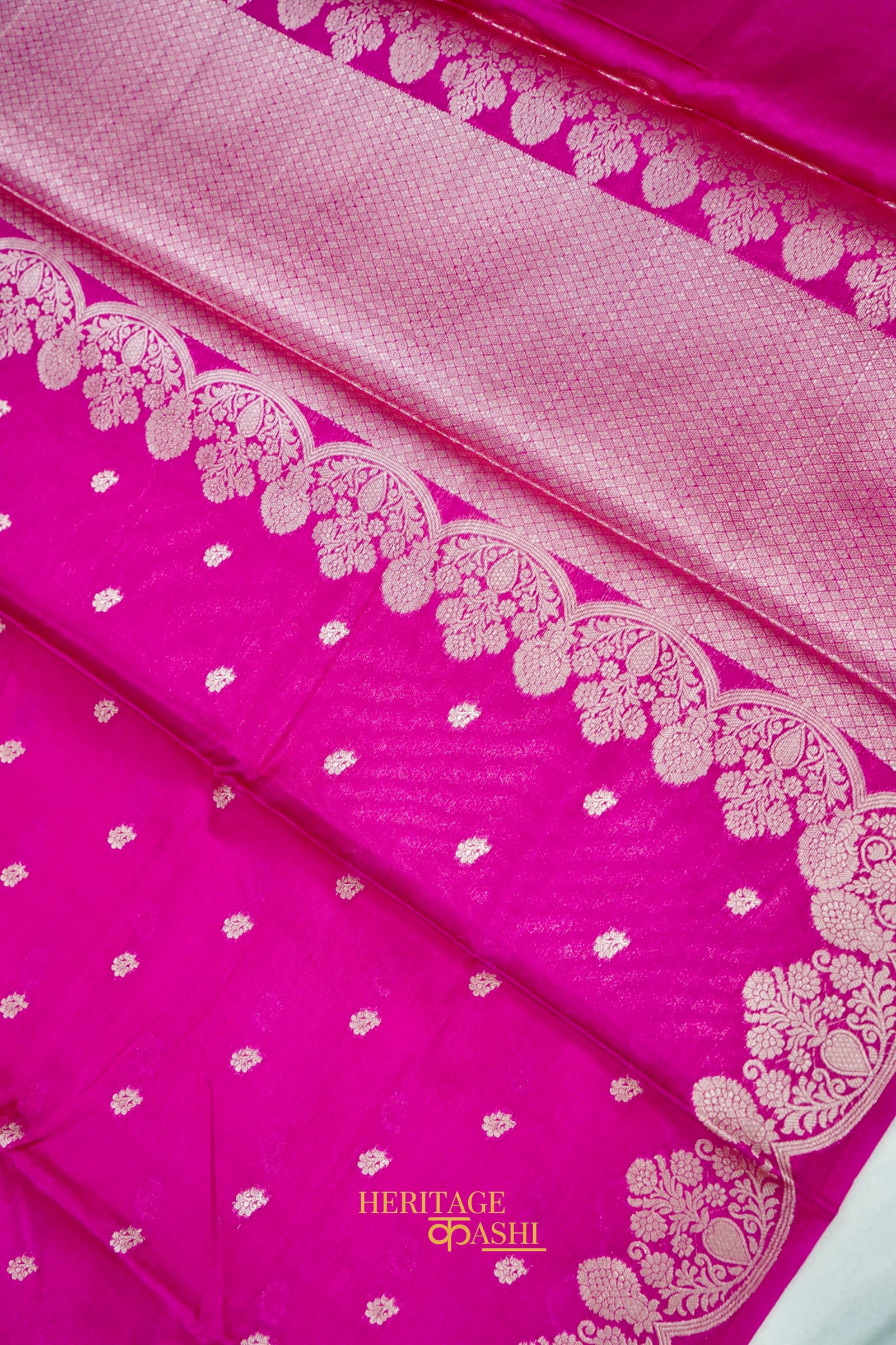 Rani Pink Soft Silk Zari Buti Banarasi Saree
