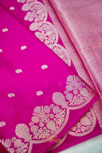 Rani Pink Soft Silk Zari Buti Banarasi Saree