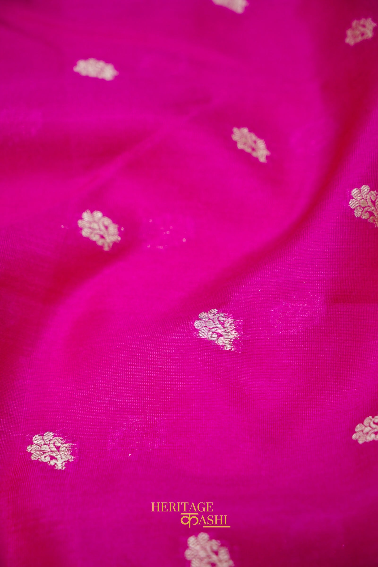 Rani Pink Soft Silk Zari Buti Banarasi Saree