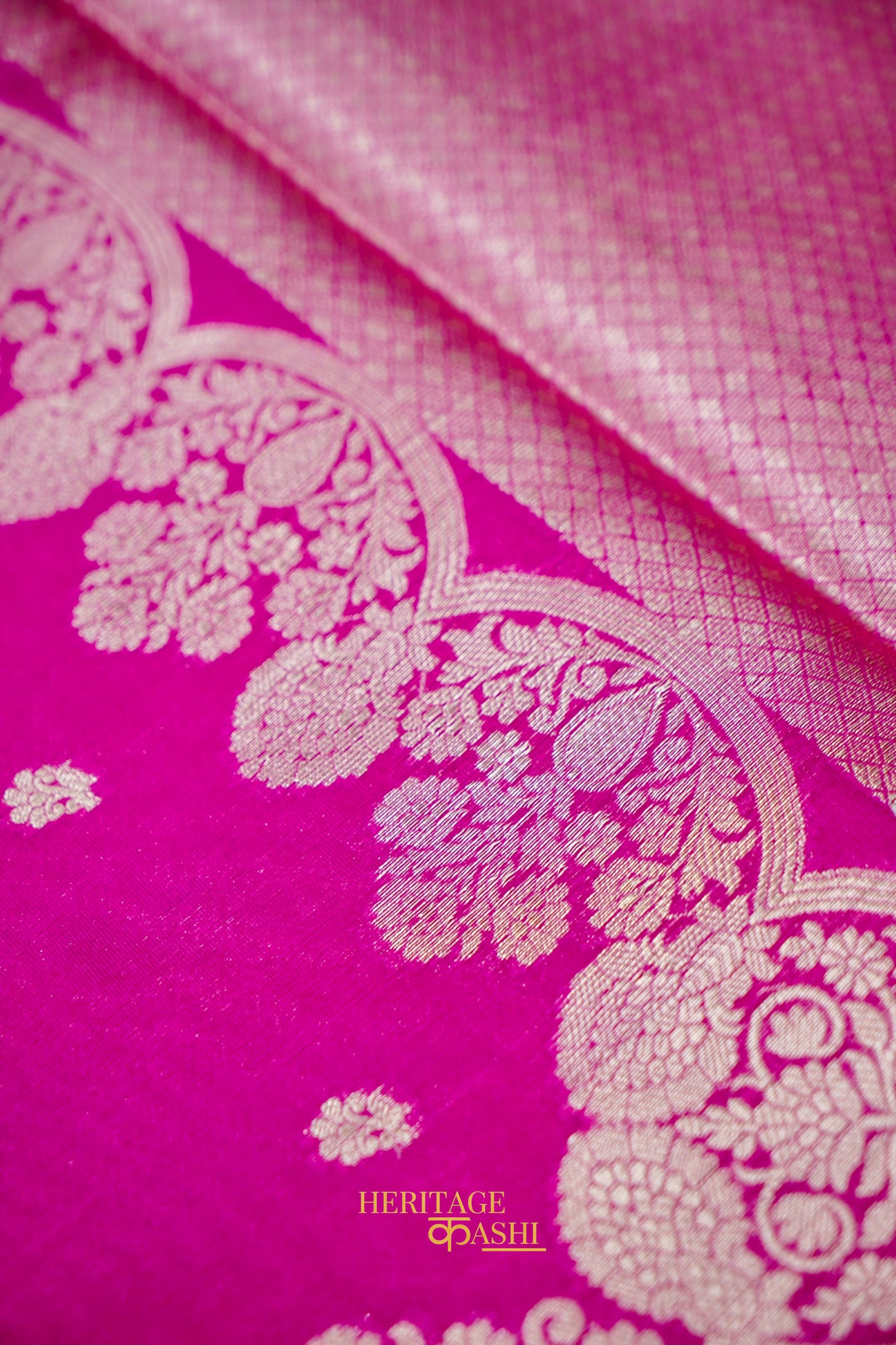 Rani Pink Soft Silk Zari Buti Banarasi Saree