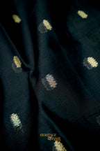 Rose Pink With Black Fancy Tissue Zari Buti Weaved Silk Saree