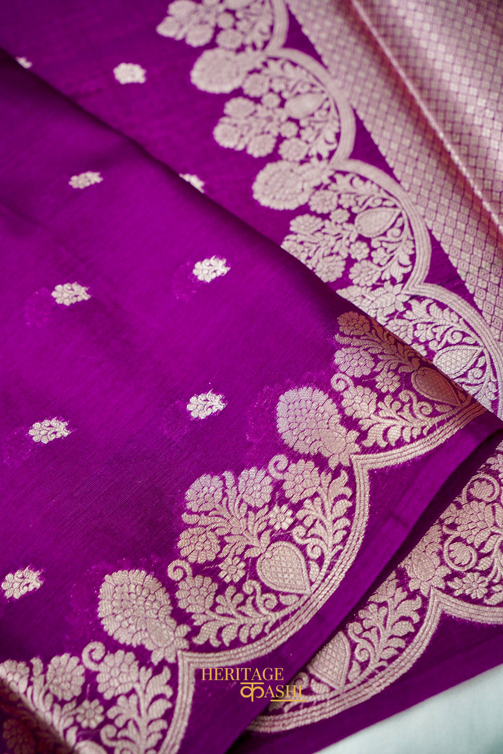 Royal Purple Soft Silk Zari Buti Banarasi Saree