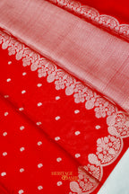 Bright Red Soft Silk Zari Buti Banarasi Saree