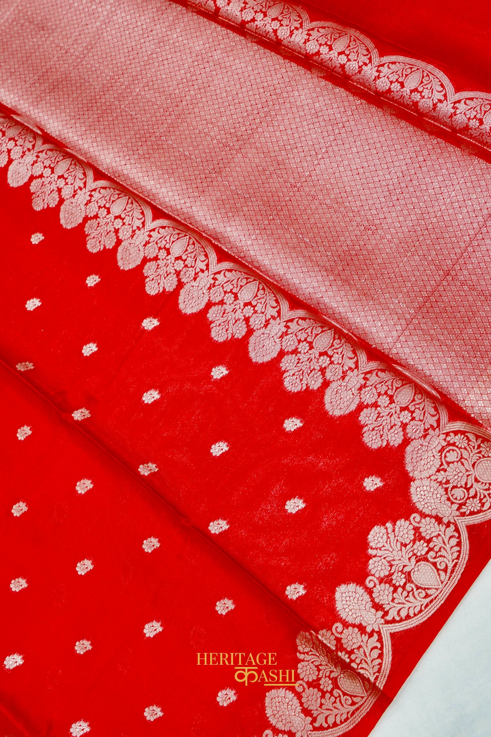Bright Red Soft Silk Zari Buti Banarasi Saree