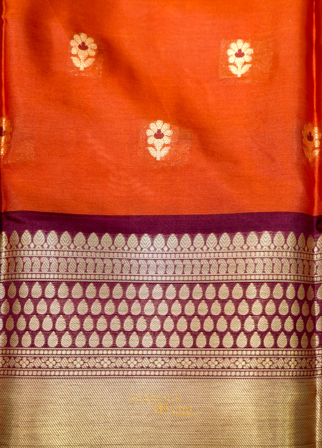 Festive Orange Soft Banarasi Zari Buti Silk Saree