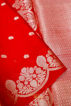 Bright Red Soft Silk Zari Buti Banarasi Saree
