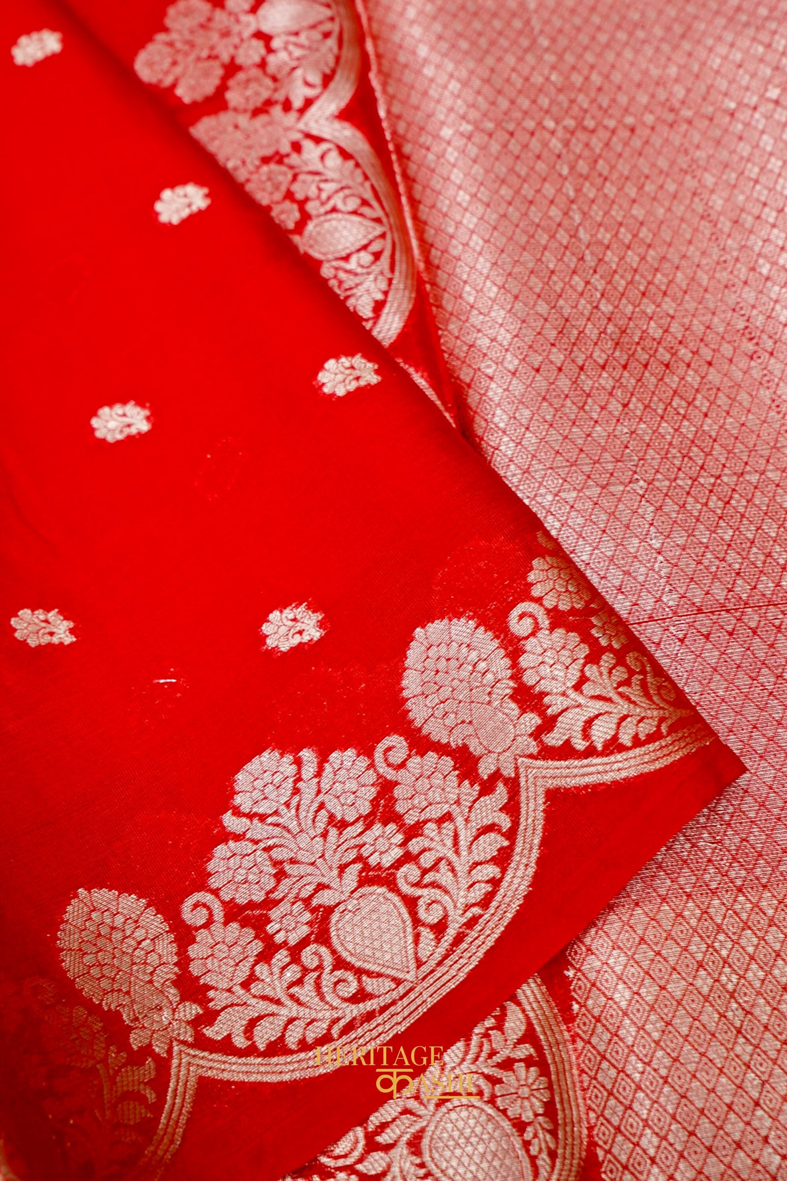 Bright Red Soft Silk Zari Buti Banarasi Saree