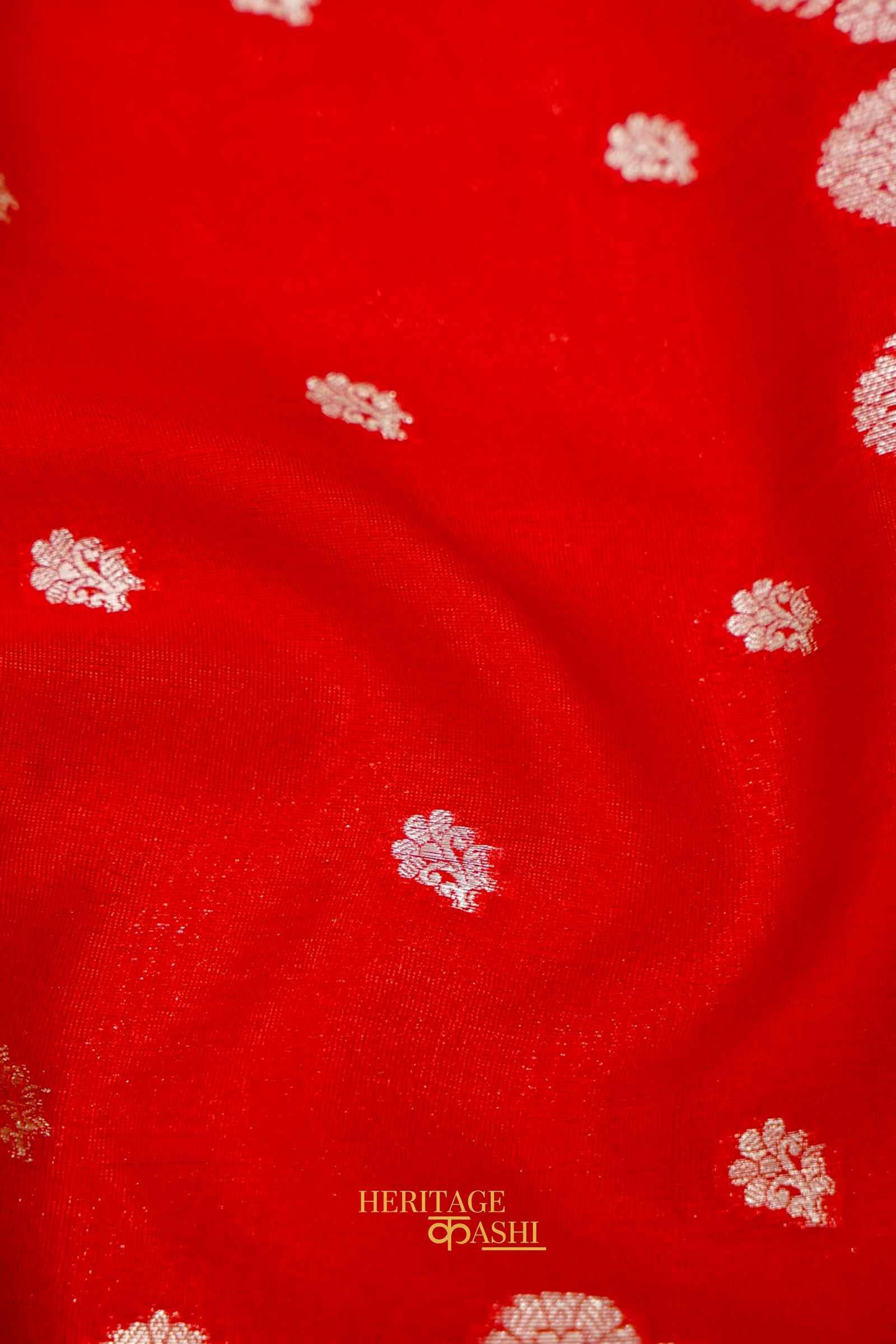 Bright Red Soft Silk Zari Buti Banarasi Saree