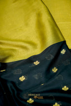 Golden & Black Fancy Tissue Zari Buti Woven Banarasi Silk Saree