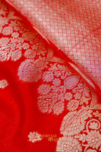 Bright Red Soft Silk Zari Buti Banarasi Saree
