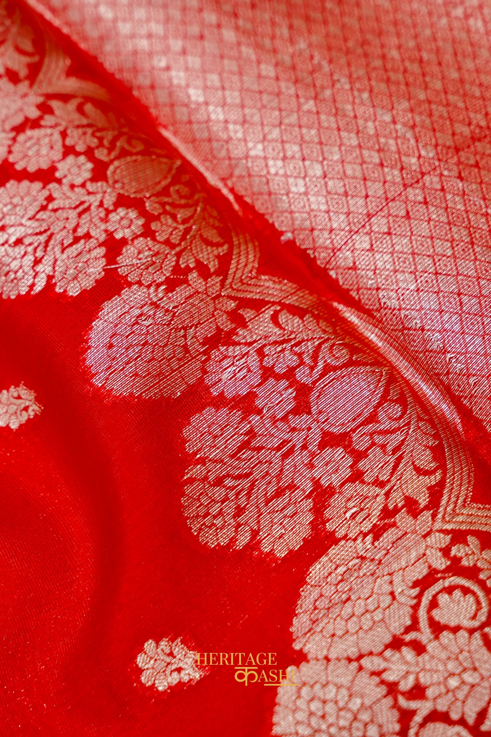 Bright Red Soft Silk Zari Buti Banarasi Saree